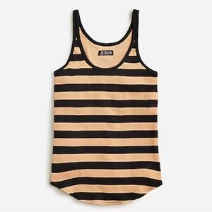 J.Crew Black and Tan Striped Tank Top, Shelf Bra